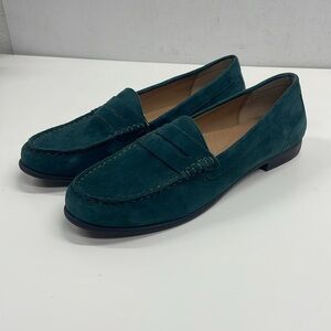 Array Womens Harper Emerald Leather Moc Toe Penny Loafers Shoes Size 8.5 Narrow